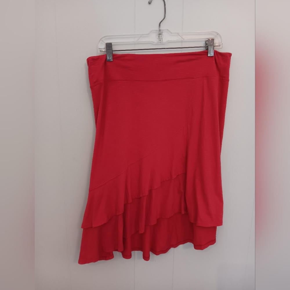 Toad &Co. Ruffle Red Orange Midi Women's Skirt